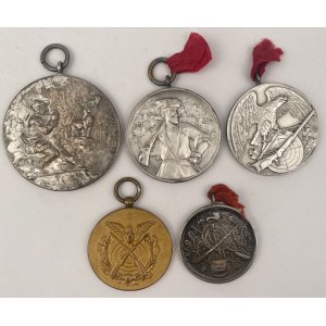 Polska, Medale strzeleckie i myśliwskie 1927-1938 - zestaw (5szt)