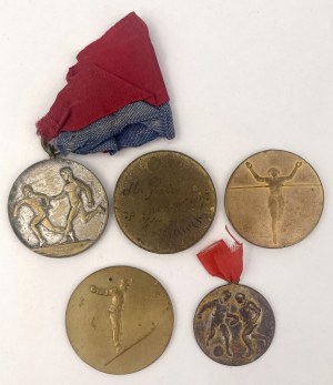 Pologne, Médailles sportives 1927-1936 - set (5pcs)