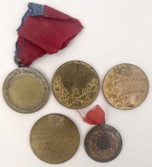 Pologne, Médailles sportives 1927-1936 - set (5pcs)