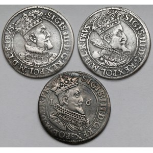 Zygmunt III Waza, Orty Gdańsk 1615-1623 - Typ II, III i IV - zestaw (3szt)