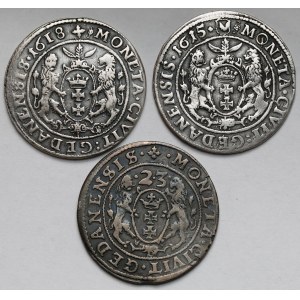 Zygmunt III Waza, Orty Gdańsk 1615-1623 - Typ II, III i IV - zestaw (3szt)
