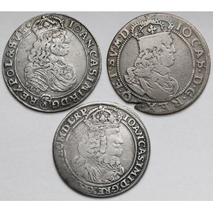 Jan II Kazimierz, Orty Poznań, Kraków i Bydgoszcz 1654-1668 - zestaw (3szt)