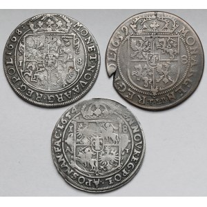 Jan II Kazimierz, Orty Poznań, Kraków i Bydgoszcz 1654-1668 - zestaw (3szt)
