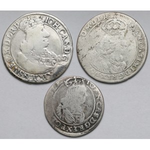 Jan II Kazimierz, Orty i Szóstak 1657-1663 - w tym Gdańsk - zestaw (3szt)