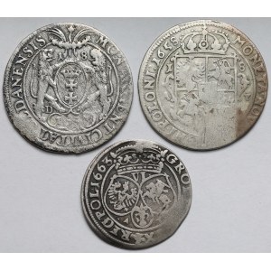 Jan II Kazimierz, Orty i Szóstak 1657-1663 - w tym Gdańsk - zestaw (3szt)