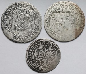 Jean II Casimir, les Orts et les Seize 1657-1663 - y compris Gdańsk - set (3pc)