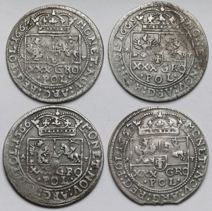Jean II Casimir, Tymfy 1663-1666 - set (4pcs)