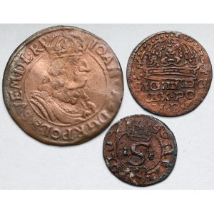 Zygmunt III Waza i Jan II Kazimierz, Szeląg, Grosz i Ort - fałszerstwa z epoki - zestaw (3szt)