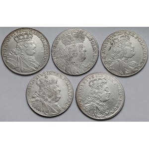 August III Sas, Orty i Tymf 1753-1756 - zestaw (5szt)