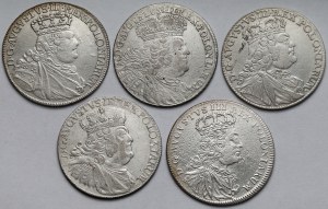 August III Sas, Orty and Tymf 1753-1756 - set (5pcs)