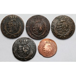 Księstwo Warszawskie, 1-3 grosze 1810-1814 - zestaw (5szt)