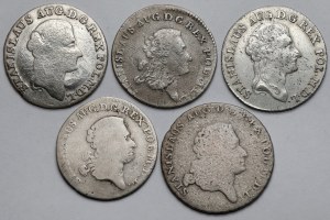 Poniatowski, or et deux pence 1766-1794 - set (5pc)