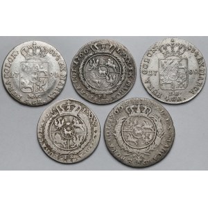 Poniatowski, Złotówki i Dwuzłotówka 1766-1794 - zestaw (5szt)