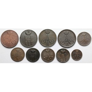 Kopiejki, Dienieżki i Połuszka 1851-1863 BM, Warszawa - zestaw (10szt)