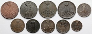 Kopiejki, Dienieżki and Poluszka 1851-1863 BM, Warsaw - set (10pcs)