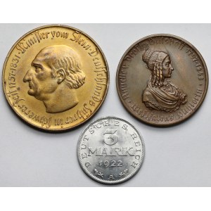 Niemcy, 3, 500 i 50 milionów marek 1922-1923 - zestaw (3szt)