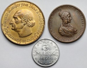Germany, 3, 500 and 50 million marks 1922-1923 - set (3pcs)