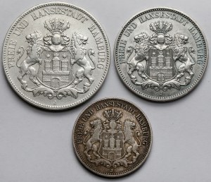 Germany, Hamburg, 2-5 marks 1903-1911-J - set (3pcs)