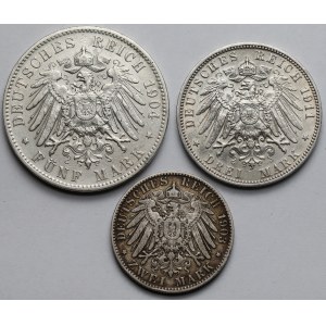 Niemcy, Hamburg, 2-5 marek 1903-1911-J - zestaw (3szt)