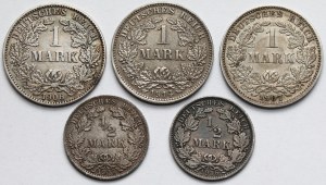Germany, Prussia, 1/2 to 1 mark 1906-1917 - set (5pcs)