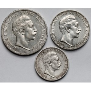 Niemcy, Prusy, 2-5 marek 1902-1909 - zestaw (3szt)