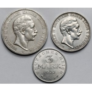 Niemcy, 3-5 marek 1903-1922 - zestaw (3szt)
