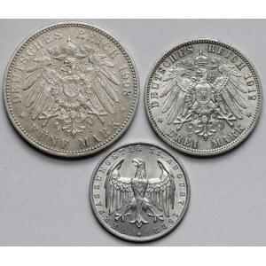 Niemcy, 3-5 marek 1903-1922 - zestaw (3szt)