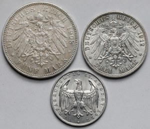 Allemagne, 3-5 marks 1903-1922 - set (3pc)