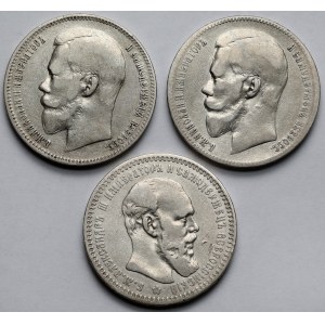 Rosja, Aleksander III i Mikołaj II, Ruble 1892-1898 - zestaw (3szt)