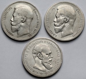 Russia, Alexander III and Nicholas II, Ruble 1892-1898 - set (3pcs)