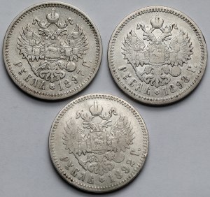 Russia, Alexander III and Nicholas II, Ruble 1892-1898 - set (3pcs)