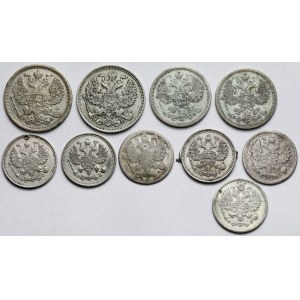 Rosja, Mikołaj II, 10-20 kopiejek 1894-1915 - zestaw (10szt)