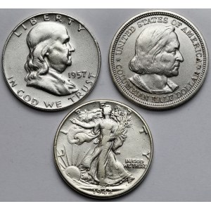 USA, 1/2 dolara 1893-1957 - zestaw (3szt)