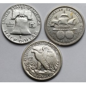 USA, 1/2 dolara 1893-1957 - zestaw (3szt)