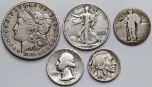 USA, de 5 cents au dollar 1901-1948 - set (5pc)
