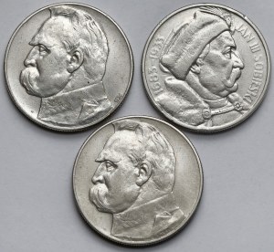 Sobieski et Piłsudski, 10 zloty 1933-1934 - set (3pcs)