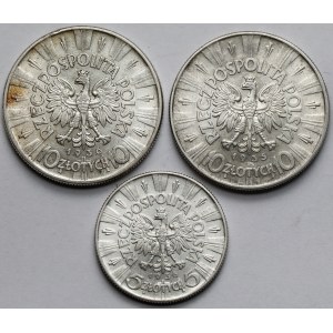 Piłsudski, 5-10 złotych 1935-1936 - zestaw (3szt)