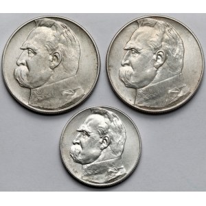 Piłsudski, 10 złotych 1935-1937 - zestaw (3szt)