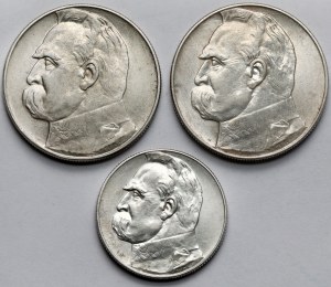 Piłsudski, 10 zloty 1935-1937 - set (3pcs)