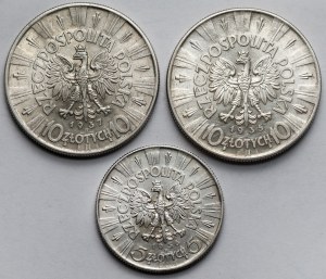 Piłsudski, 10 zloty 1935-1937 - set (3pcs)