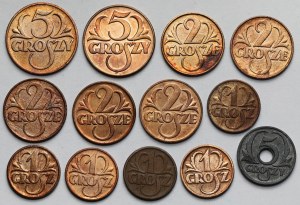 1-5 pennies 1933-1939 - set (13pcs)