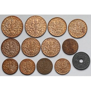 1-5 groszy 1933-1939 - zestaw (13szt)
