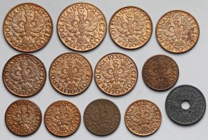 1-5 pennies 1933-1939 - set (13pcs)