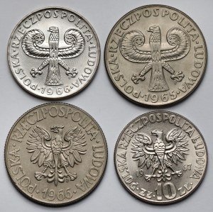 10 złotych 1965-1967 - w tym MAŁA kolumna - zestaw (4szt)