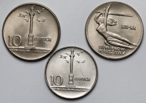 10 złotych 1965-1966 - w tym Mała Kolumna - zestaw (3szt)