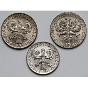 10 złotych 1965-1966 - zestaw (3szt)