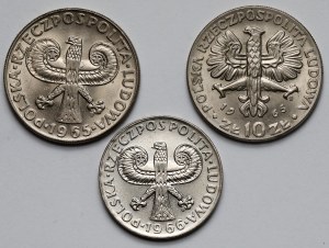 10 złotych 1965-1966 - w tym Mała Kolumna - zestaw (3szt)