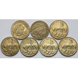 2 złote 1998-1999 Ropucha Paskówka i Wilk - zestaw (7szt)