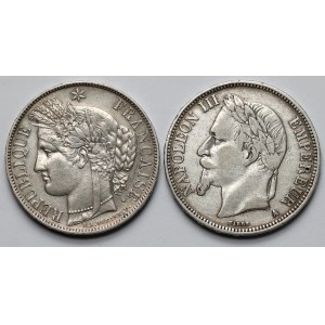 Francja, 5 franków 1851-1869 - zestaw (2szt)