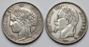 France, 5 francs 1851-1869 - set (2pc)